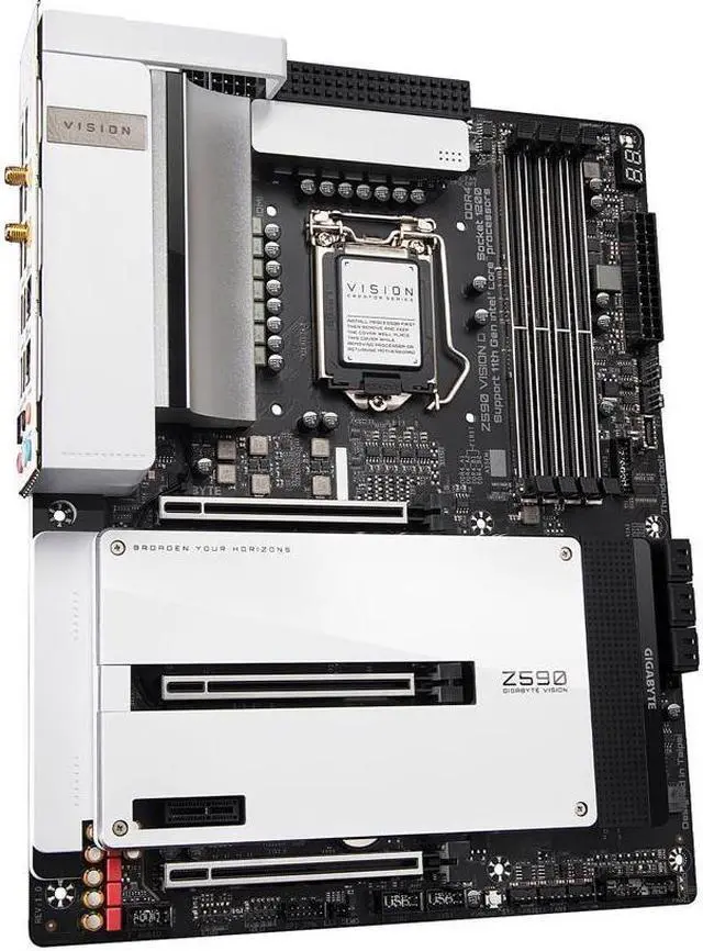 Alt view image 4 of 10 - GIGABYTE Z590 VISION D LGA 1200 Intel Z590 ATX Motherboard with Triple M.2, PCIe 4.0, USB 3.2 Gen2X2 Type-C, Intel WIFI 6, Dual 2.5GbE LAN, Intel Thunderbolt 4