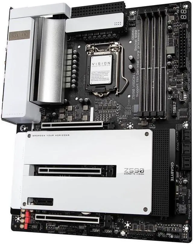 Alt view image 3 of 10 - GIGABYTE Z590 VISION D LGA 1200 Intel Z590 ATX Motherboard with Triple M.2, PCIe 4.0, USB 3.2 Gen2X2 Type-C, Intel WIFI 6, Dual 2.5GbE LAN, Intel Thunderbolt 4