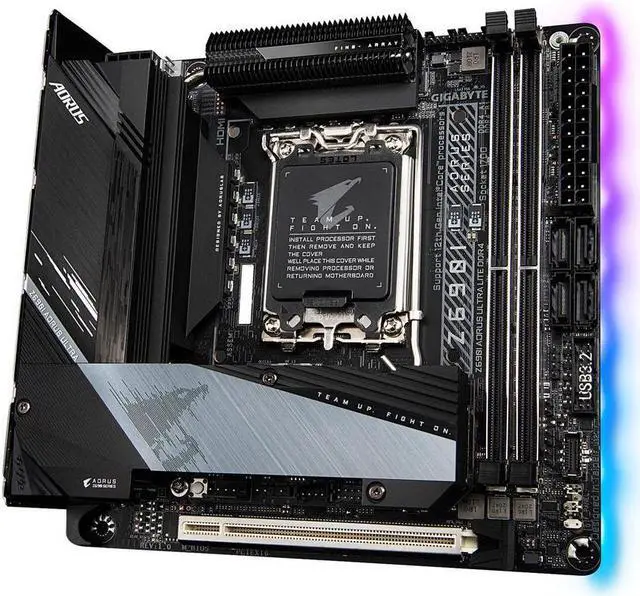 Alt view image 3 of 6 - GIGABYTE Z690I AORUS ULTRA LITE DDR4 (rev. 1.0) LGA 1700 Intel Z690 SATA 6Gb/s Mini ITX Intel Motherboard