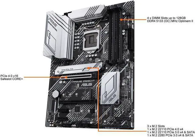 Alt view image 3 of 5 - ASUS PRIME Z590-P LGA 1200 Intel Z590 SATA 6Gb/s ATX Intel Motherboard