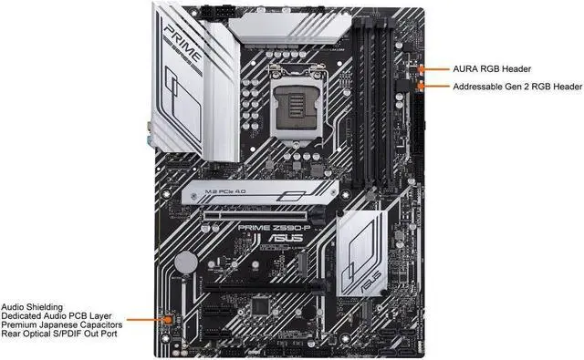 Alt view image 4 of 5 - ASUS PRIME Z590-P LGA 1200 Intel Z590 SATA 6Gb/s ATX Intel Motherboard
