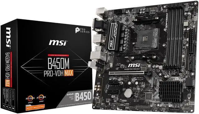 Main image of MSI PRO B450M PRO-VDH MAX AM4 AMD B450 SATA 6Gb/s Micro ATX AMD Motherboard