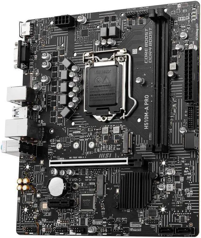 Alt view image 3 of 7 - MSI H510M-A PRO LGA 1200 Intel H510 SATA 6Gb/s Micro ATX Intel Motherboard