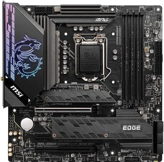 Alt view image 2 of 6 - MSI MPG Z590M GAMING EDGE WIFI LGA 1200 Intel Z590 SATA 6Gb/s Micro ATX Intel Motherboard