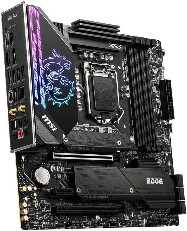 Alt view image 3 of 6 - MSI MPG Z590M GAMING EDGE WIFI LGA 1200 Intel Z590 SATA 6Gb/s Micro ATX Intel Motherboard