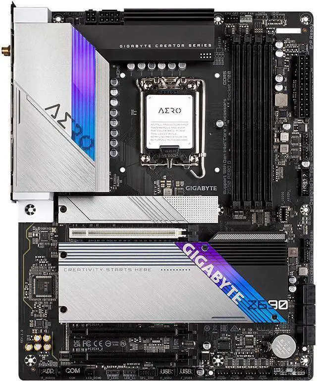 Alt view image 2 of 6 - GIGABYTE Z690 AERO G LGA 1700 Intel Z690 ATX Motherboard with DDR5, Quad M.2, PCIe 5.0, USB 3.2 Gen2X2 Type-C, WiFi 6, Intel 2.5 GbE LAN
