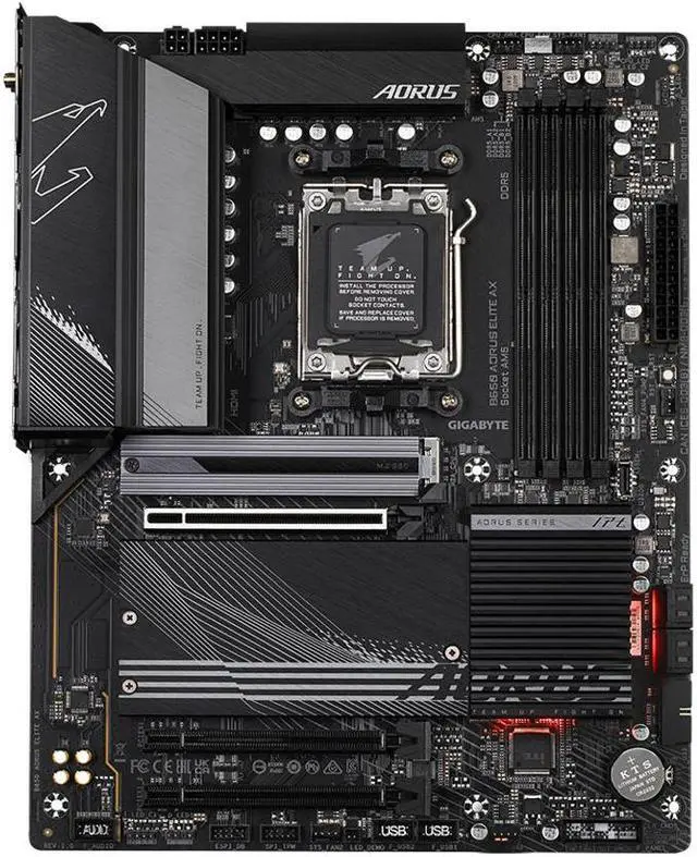 Alt view image 2 of 17 - GIGABYTE B650 AORUS ELITE AX AM5 LGA 1718 AMD B650 ATX Motherboard DDR5, M.2, PCIe 5.0, USB 3.2 Gen2X2 Type-C, WiFi 6E, 2.5GbE LAN, Q-Flash Plus, EZ-Latch