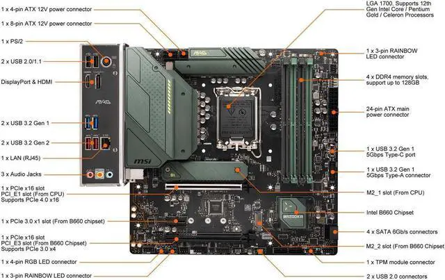 Alt view image 6 of 6 - MSI MAG B660M BAZOOKA DDR4 LGA 1700 Intel B660 SATA 6Gb/s Micro ATX Intel Motherboard