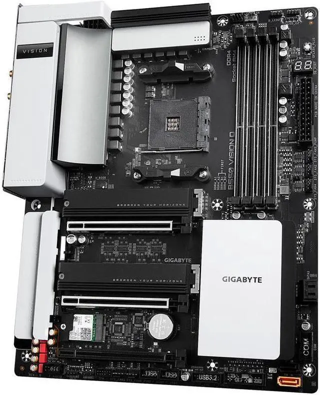 Alt view image 3 of 7 - GIGABYTE B550 VISION D AM4 AMD B550 ATX Motherboard with Dual M.2, SATA 6Gb/s, USB 3.2 Type-C with Thunderbolt 3, WIFI 6, Dual Intel GbE LAN, PCIe 4.0