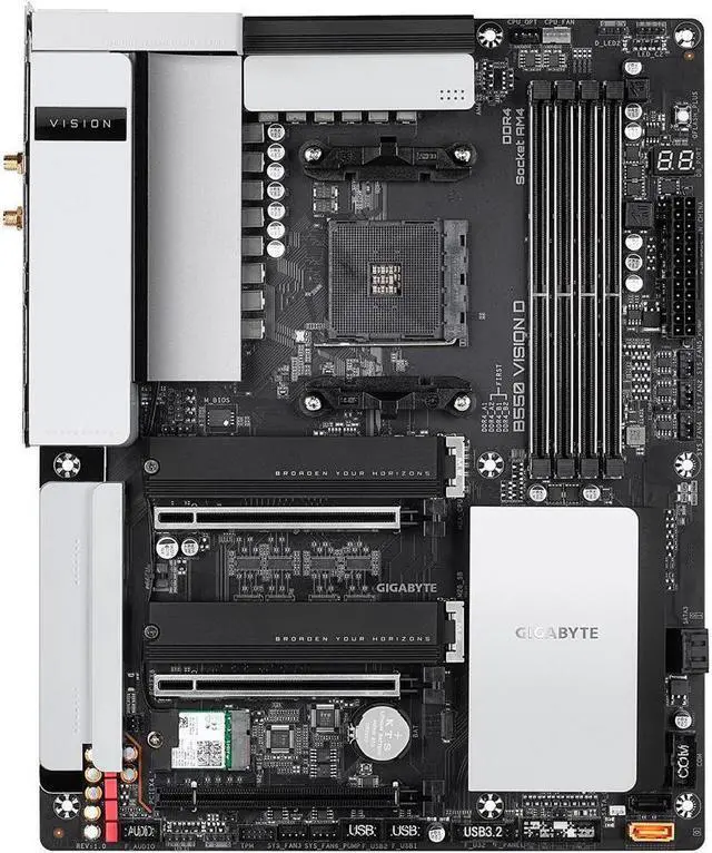 Alt view image 2 of 7 - GIGABYTE B550 VISION D AM4 AMD B550 ATX Motherboard with Dual M.2, SATA 6Gb/s, USB 3.2 Type-C with Thunderbolt 3, WIFI 6, Dual Intel GbE LAN, PCIe 4.0