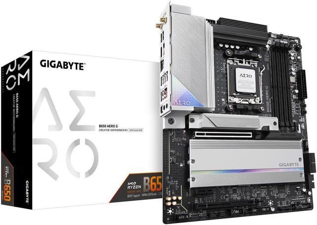 Refurbished: GIGABYTE B650 AERO G AM5 LGA 1718 AMD B650 ATX Motherboard,  DDR5, PCIe 5.0 M.2, PCIe 5.0, USB 3.2 Gen2X2 Type-C, Wi-Fi 6E, Intel 2.5GbE  LAN 
