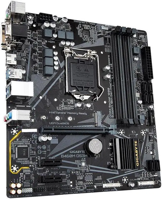 Alt view image 3 of 6 - GIGABYTE B460M DS3H LGA 1200 Intel B460 Micro-ATX Motherboard with M.2, SATA 6Gb/s, USB 3.2 Gen 1
