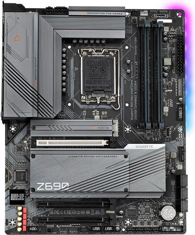 Alt view image 2 of 6 - GIGABYTE Z690 GAMING X DDR4 LGA 1700 Intel Z690 ATX Motherboard with DDR4 (REV 1.0), Quad M.2, PCIe 5.0, USB 3.2 Gen2X2 Type-C, 2.5GbE LAN