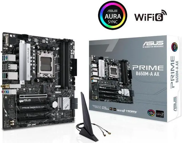 Main image of ASUS Prime B650M-A AX AMD B650(Ryzen 7000) Micro-ATX motherboard(DDR5, PCIe 5.0 M.2 support, 2.5Gb Ethernet, Wi-Fi 6, DisplayPort, HDMI ,USB 3.2 Gen 2 ports, front USB 3.2 Gen 1 Type-C)