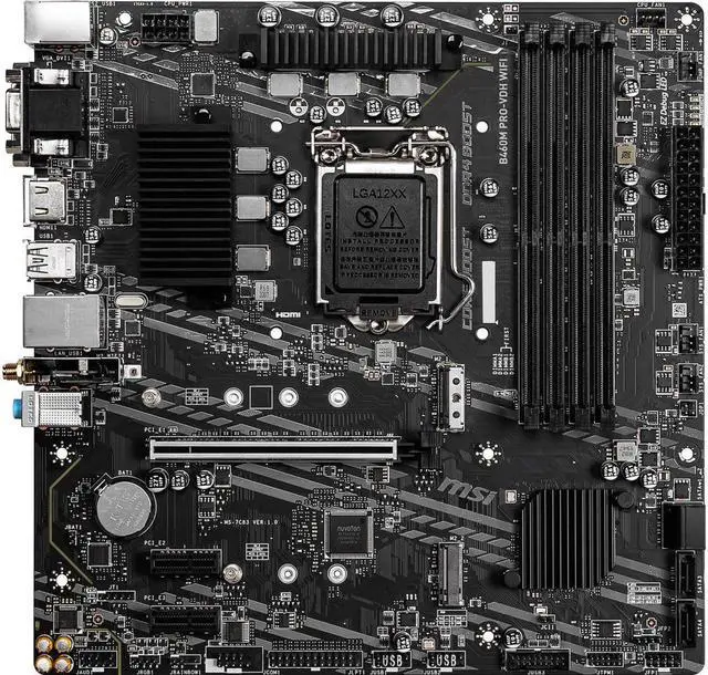 Alt view image 2 of 5 - MSI B460M PRO-VDH WIFI LGA 1200 Intel B460 SATA 6Gb/s Micro ATX Intel Motherboard