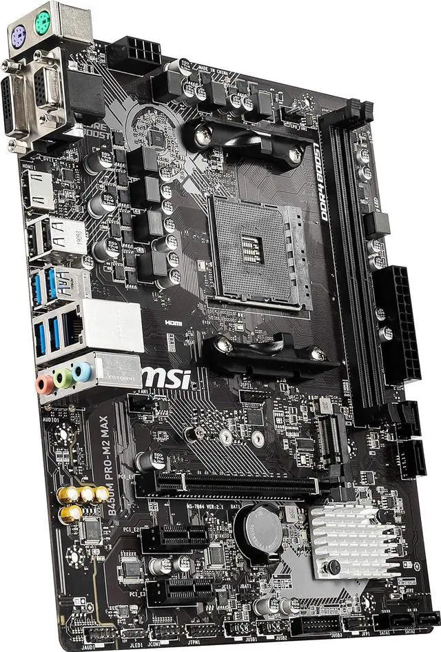 Alt view image 3 of 9 - MSI B450M PRO-M2 MAX AM4 AMD B450 USB3.2 Gen1 MicroATX Motherboard