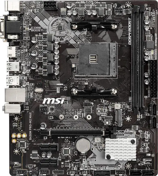 Alt view image 2 of 9 - MSI B450M PRO-M2 MAX AM4 AMD B450 USB3.2 Gen1 MicroATX Motherboard