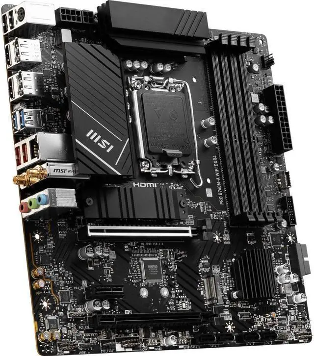 Alt view image 4 of 5 - MSI PRO B760M-A WIFI DDR4 LGA 1700 (Intel 12th&13th Gen)  SATA 6Gb/s Micro ATX Motherboard,WiFi 6,Intel,2.5Gb LAN