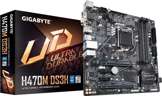 Main image of GIGABYTE H470M DS3H LGA 1200 Intel H470 Micro-ATX Motherboard with Dual M.2, SATA 6Gb/s, USB 3.2 Gen 1