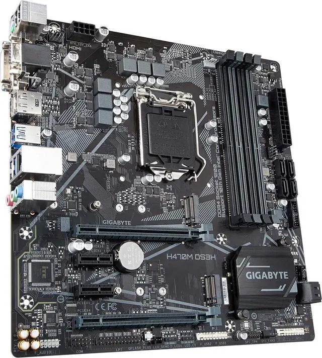 Alt view image 3 of 4 - GIGABYTE H470M DS3H LGA 1200 Intel H470 Micro-ATX Motherboard with Dual M.2, SATA 6Gb/s, USB 3.2 Gen 1