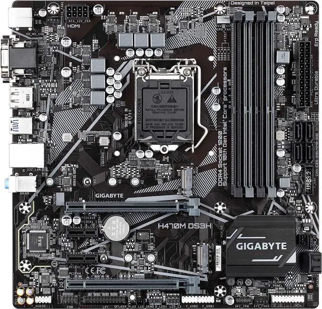 Alt view image 2 of 4 - GIGABYTE H470M DS3H LGA 1200 Intel H470 Micro-ATX Motherboard with Dual M.2, SATA 6Gb/s, USB 3.2 Gen 1
