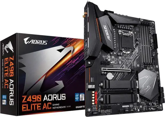 Main image of GIGABYTE Z490 AORUS ELITE AC LGA 1200 Intel Z490 ATX Motherboard Dual M.2 SATA 6Gb/s USB 3.2 Gen 2 Intel 802.11ac 2.5 GbE LAN