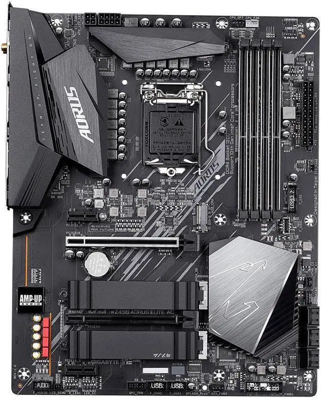 Alt view image 2 of 7 - GIGABYTE Z490 AORUS ELITE AC LGA 1200 Intel Z490 ATX Motherboard Dual M.2 SATA 6Gb/s USB 3.2 Gen 2 Intel 802.11ac 2.5 GbE LAN