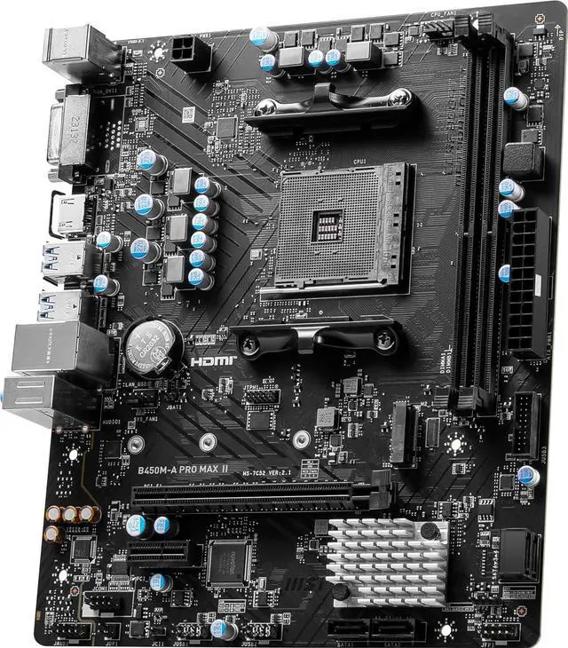 Alt view image 3 of 10 - MSI B450M-A PRO MAX II AM4 AMD B450 SATA 6Gb/s Micro ATX Motherboard