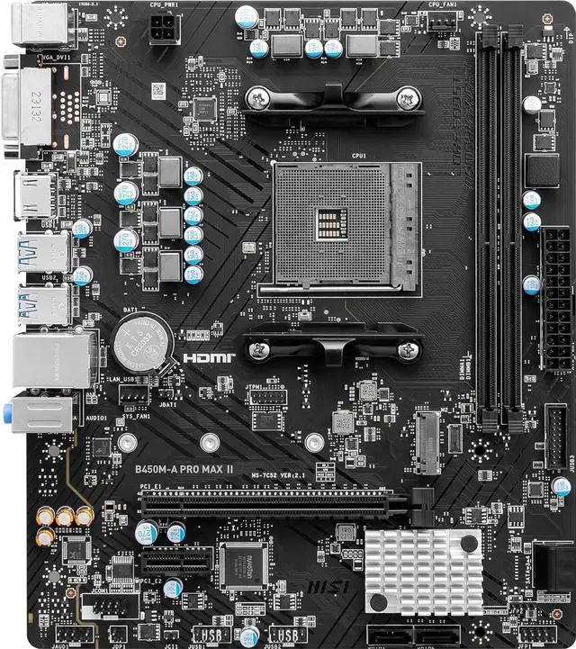 Alt view image 2 of 10 - MSI B450M-A PRO MAX II AM4 AMD B450 SATA 6Gb/s Micro ATX Motherboard