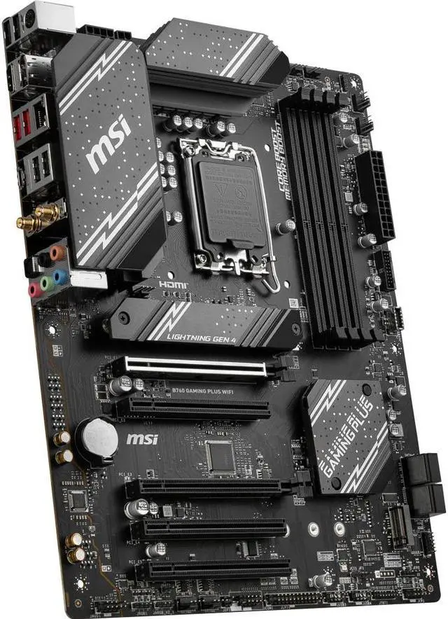 Alt view image 3 of 5 - MSI B760 GAMING PLUS WIFI LGA 1700 (280) DDR5 ATX Motherboards - Intel,  SATA 6Gbps, Wi-Fi 6E, Bluetooth 5.3,  7.1 HD Audio, PCIe 4.0 x16, 2.5G LAN