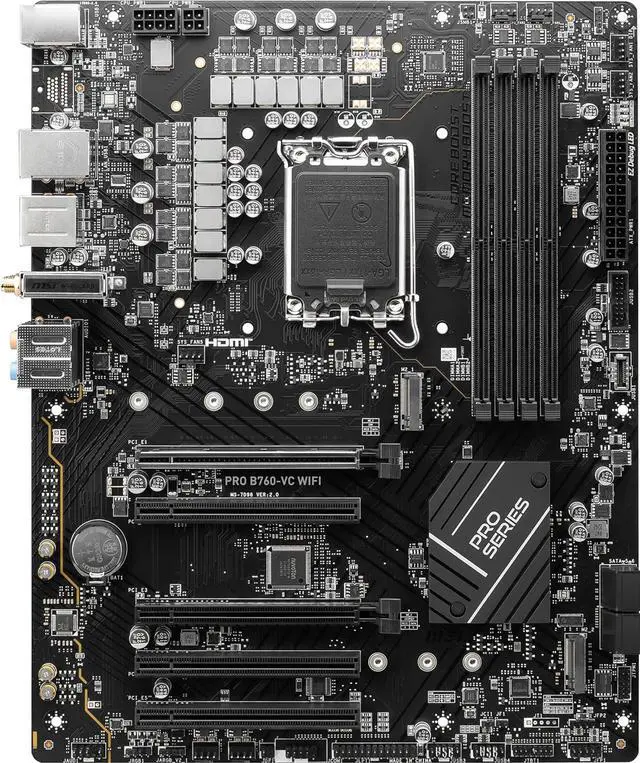Alt view image 2 of 6 - MSI PRO B760-VC WIFI LGA 1700 Intel B760 SATA 6Gb/s ATX Motherboard