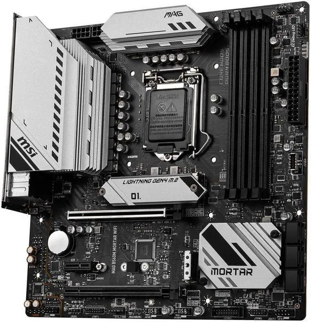 Alt view image 3 of 7 - MSI MAG B560M MORTAR WIFI LGA 1200 Intel B560 SATA 6Gb/s Micro ATX Intel Motherboard