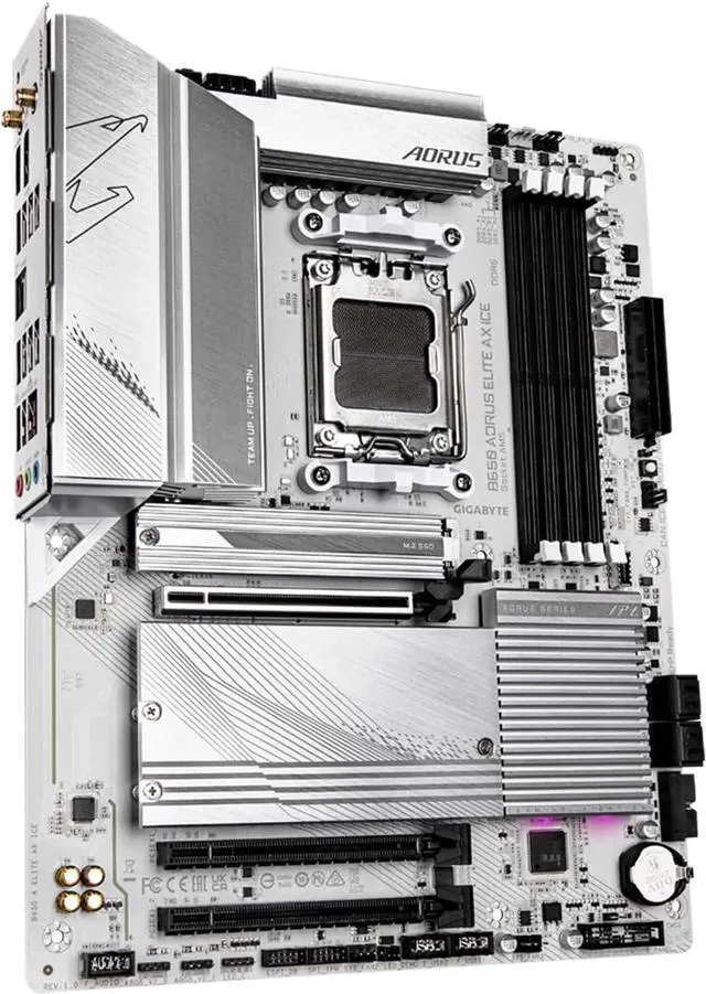 Alt view image 3 of 8 - GIGABYTE B650 AORUS ELITE AX ICE AM5 LGA 1718 AMD B650 ATX Motherboard, DDR5, Triple M.2, PCIe 5.0, USB 3.2 Gen2X2 Type-C, WiFi 6E, 2.5GbE LAN, Snow White, EZ-Latch