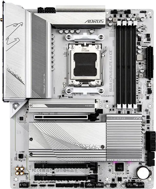 Alt view image 2 of 8 - GIGABYTE B650 AORUS ELITE AX ICE AM5 LGA 1718 AMD B650 ATX Motherboard, DDR5, Triple M.2, PCIe 5.0, USB 3.2 Gen2X2 Type-C, WiFi 6E, 2.5GbE LAN, Snow White, EZ-Latch