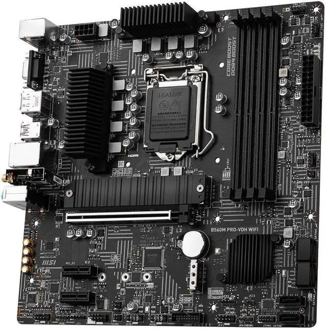 Alt view image 3 of 7 - MSI B560M PRO-VDH WiFi (mATX, 11th/10th Gen Intel Core, LGA 1200 Socket, DDR4, PCIe 4, CFX, M.2 Slots, USB 3.2, 2.5G LAN, DP/HDMI)