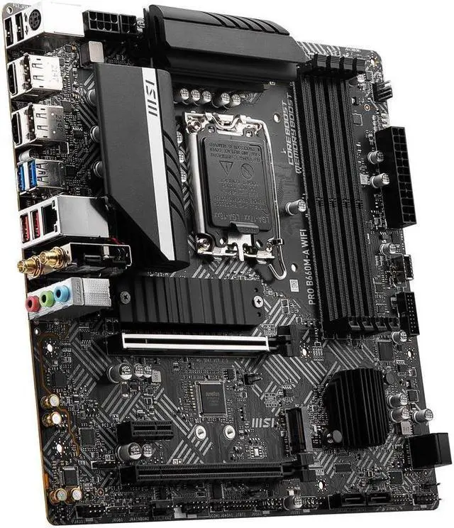 Alt view image 4 of 5 - MSI PRO B660M-A WIFI DDR5 LGA 1700 Intel B660 SATA 6Gb/s Micro ATX Intel Motherboard