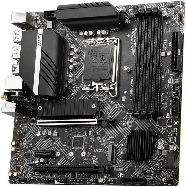 Alt view image 3 of 5 - MSI PRO B660M-A WIFI DDR5 LGA 1700 Intel B660 SATA 6Gb/s Micro ATX Intel Motherboard