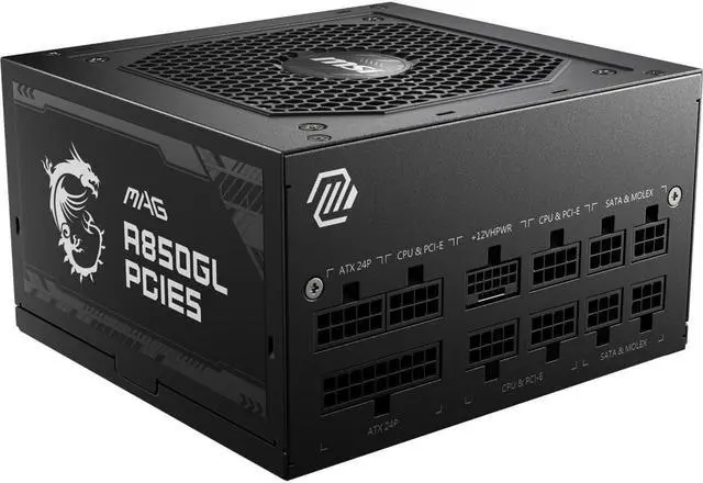 Alt view image 4 of 4 - MSI - MAG A850GL PCIE 5.0, 80 GOLD Fully Modular Gaming PSU, 12VHPWR Cable, ATX 3.0 Compatible, 850W Power Supply