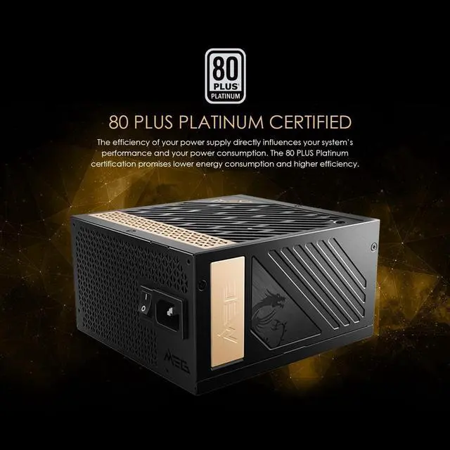 Alt view image 3 of 9 - MSI - MEG Ai1300P PCIE 5.0, 80 PLATINUM Full Modular Gaming PSU, 12VHPWR Cable, 4080 4090 ATX 3.0 Compatible, 1300W Power Supply