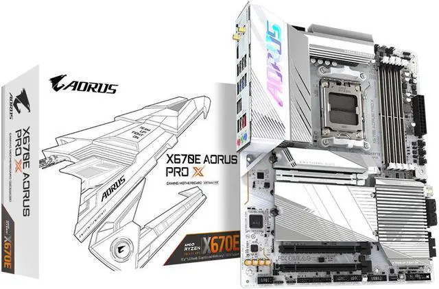 Main image of GIGABYTE X670E AORUS PRO X  AM5 LGA 1718 AMD X670E ATX Motherboard DDR5, Quad M.2, PCIe 5.0, USB 3.2 Gen2X2 Type-C, WiFi 7, Intel 2.5GbE LAN, Q-Flash Plus, EZ-Latch Plus