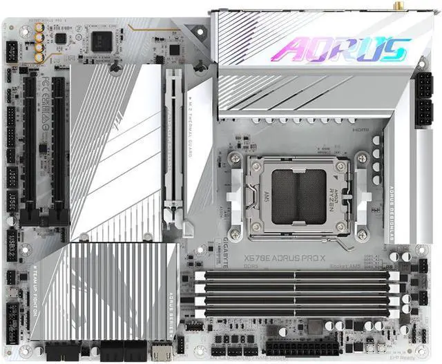 Alt view image 4 of 9 - GIGABYTE X670E AORUS PRO X  AM5 LGA 1718 AMD X670E ATX Motherboard DDR5, Quad M.2, PCIe 5.0, USB 3.2 Gen2X2 Type-C, WiFi 7, Intel 2.5GbE LAN, Q-Flash Plus, EZ-Latch Plus