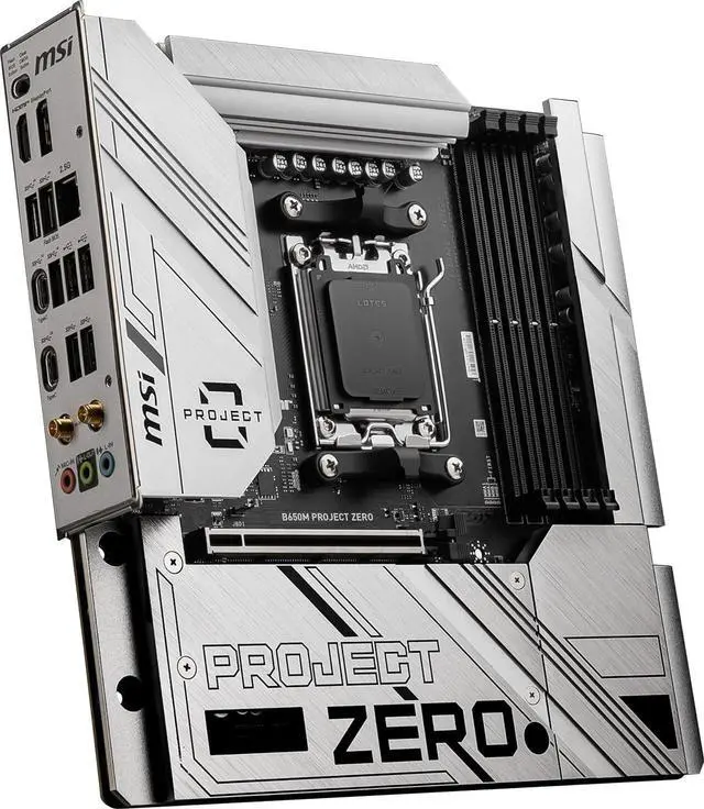 Alt view image 4 of 5 - MSI B650M PROJECT ZERO AM5 AMD B650 Ryzen 7000 SATA DDR5 PCI-E x16 slot 2x M.2 Wi-Fi 6E Bluetooth 6Gb/s mATX Back Connect Design Motherboard