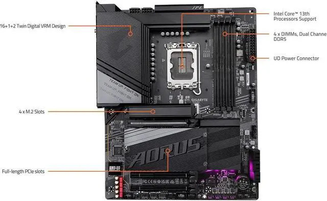 Alt view image 2 of 5 - GIGABYTE Z790 AORUS ELITE X WIFI7 LGA 1700(14th,13th,12th Gen) Intel Z790 X ATX Motherboard with DDR5, 4 M.2, PCIe 5.0, USB 3.2 Type-C, Wi-Fi 7, 2.5GbE LAN, Q-Flash Plus, EZ-Latch Plus