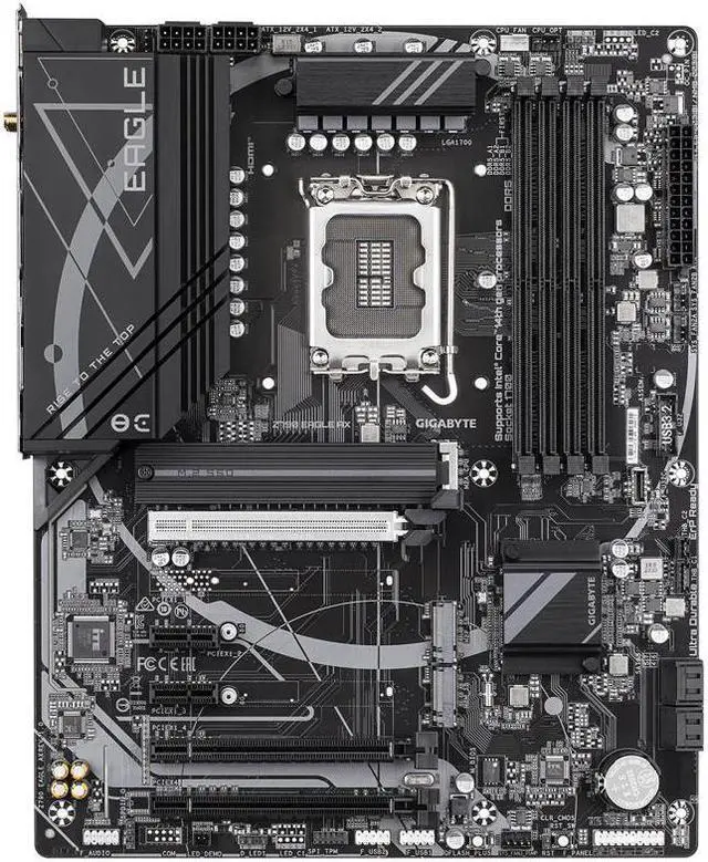 Alt view image 2 of 5 - GIGABYTE Z790 EAGLE AX LGA 1700 Intel Z790 ATX Motherboard with DDR5, M.2, PCIe 5.0, USB 3.2 Gen2X2 Type-C, Intel Wi-Fi 6E, 2.5GbE LAN, Q-Flash Plus, EZ-Latch