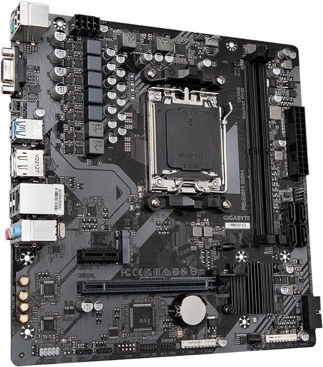 Alt view image 3 of 5 - GIGABYTE A620M S2H AM5 LGA 1718 AMD A620 M-ATX Motherboard, DDR5, Single M.2, PCIe 4.0, USB 3.2 Gen1, Realtek 1GbE LAN, Q-Flash Plus, PCIe EZ-Latch