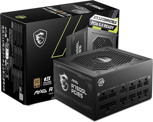 Main image of MSI - MAG A750GL PCIE 5.0, 80 GOLD Fully Modular Gaming PSU, 12VHPWR Cable, ATX 3.0 Compatible, 750W Power Supply, 10 Year Warranty