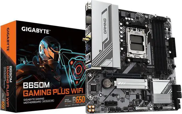 Main image of GIGABYTE B650M GAMING PLUS WIFI AM5 LGA 1718 AMD B650 M-ATX, DDR5, PCIe 4.0 M.2, PCIe 4.0, USB 3.2 Gen 1 Type-C, Wi-Fi 6E, 2.5GbE LAN