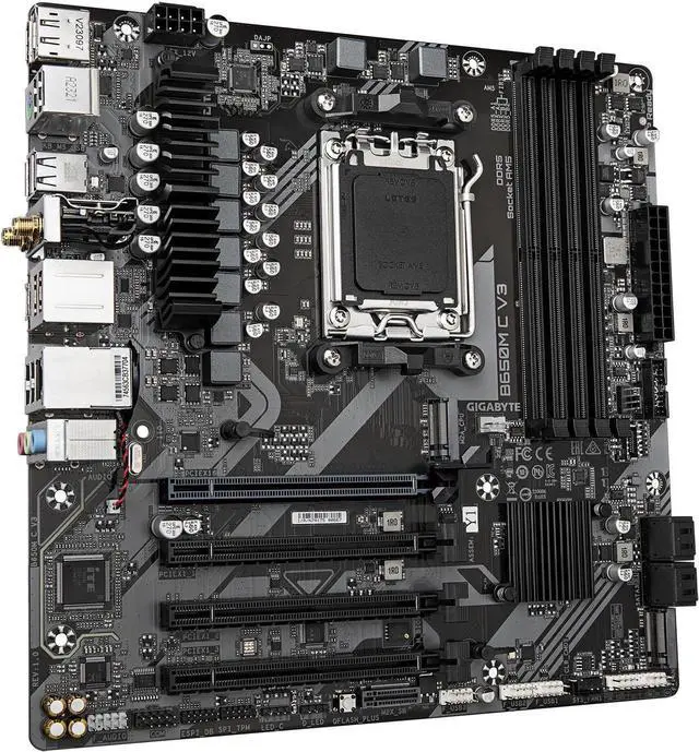 Alt view image 3 of 4 - GIGABYTE B650M C V3 (rev. 1.0) AM5 LGA 1718 AMD B650 M-ATX Motherboard, DDR5, PCIe 4.0 M.2, PCIe 4.0, USB 3.2 Gen1 Type-C, 1GbE LAN, Q-Flash Plus, EZ-Latch