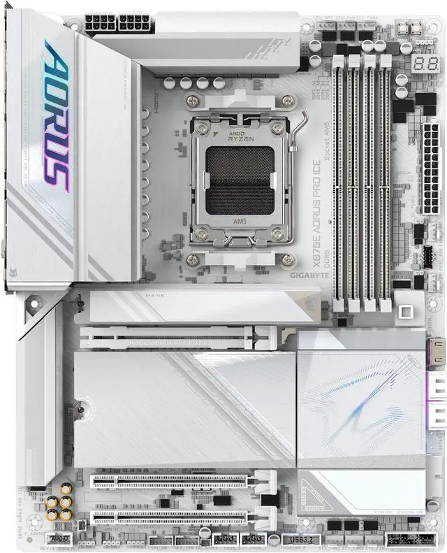 Alt view image 2 of 8 - GIGABYTE X870E AORUS PRO ICE AM5 LGA 1718, ATX, DDR5, 4x M.2, PCIe 5.0, USB4, Wi-Fi 7, 2.5GbE LAN, EZ-Latch