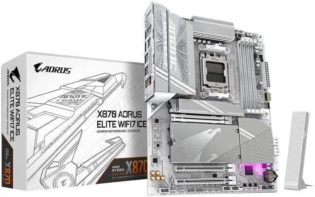 Main image of GIGABYTE X870 AORUS ELITE WIFI7 ICE AM5 LGA 1718, ATX, DDR5, 4x M.2, PCIe 5.0, USB4, Wi-Fi 7, 2.5GbE LAN, EZ-Latch